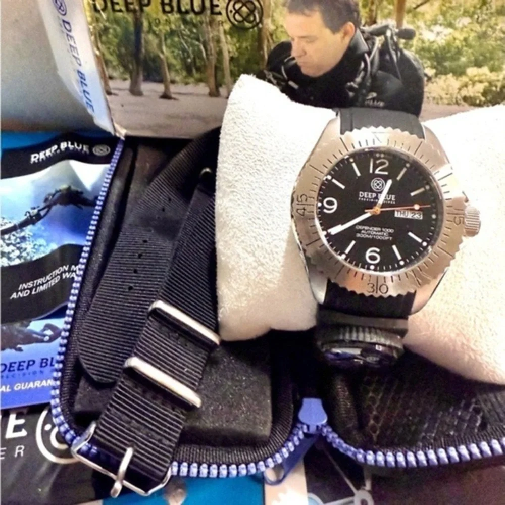 DEEP BLUE Defender Day Date Luxury Sport Dive Watch